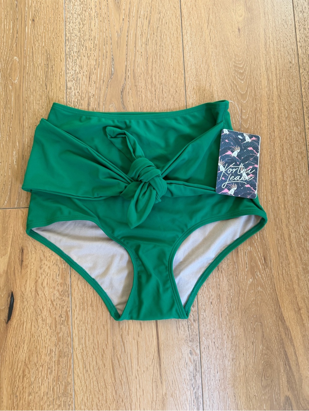 💚Kortni Jeane Emerald Green High-Waist Tie-Front SWIM Bottom